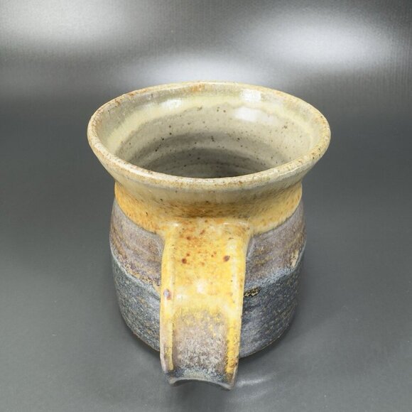 Hand Made Pottery Stoneware Coffee Mug Cup Set 4 Mugs Cups Primitive Signed VTG - Picture 11 of 16